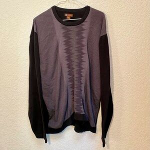 Vintage Centro Sweater Men’s 2XL Grey & Black 100% Cotton Shadow Zig Zag Y2K VTG